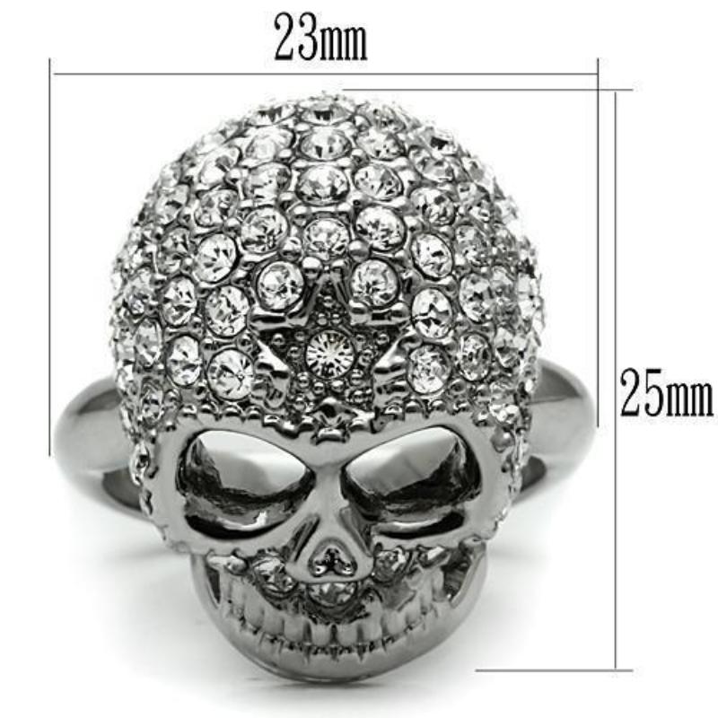 Rhodium White Metal Ring with Top Grade Crystal in Clear