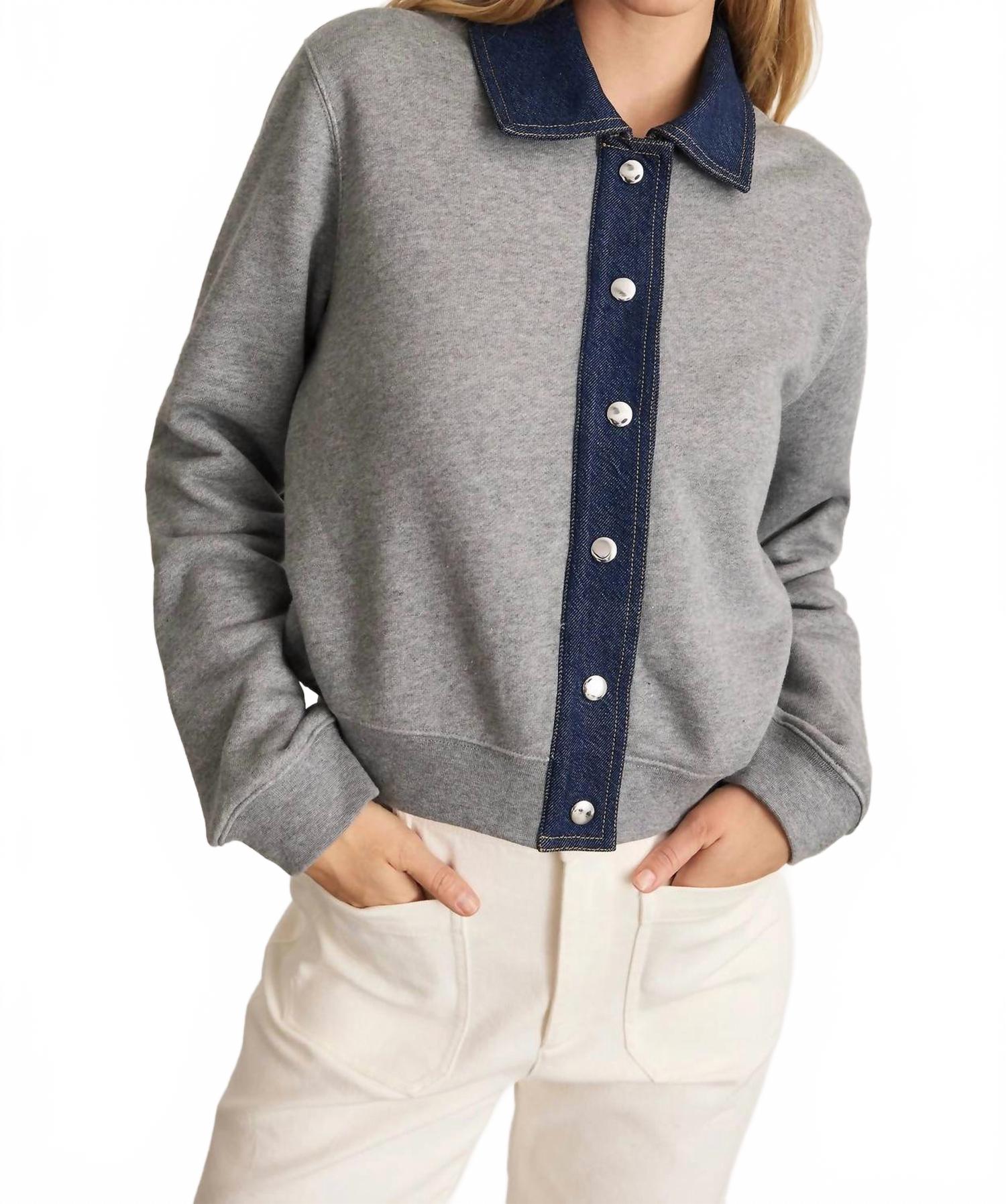 Rita Cozy Terry Knit Jacket In Heather Grey