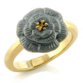 Gold White Metal Ring with Top Grade Crystal in Light Smoked