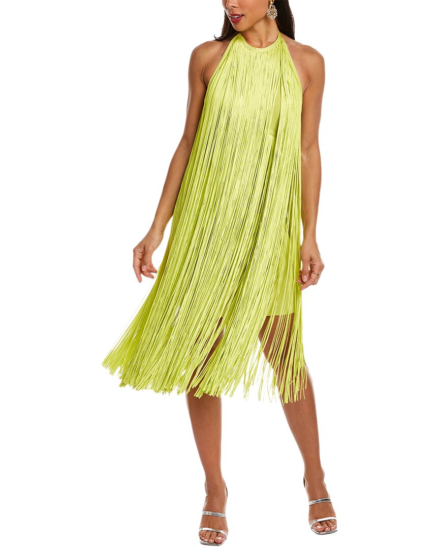 Hervé Léger Fringed Halter Midi Dress