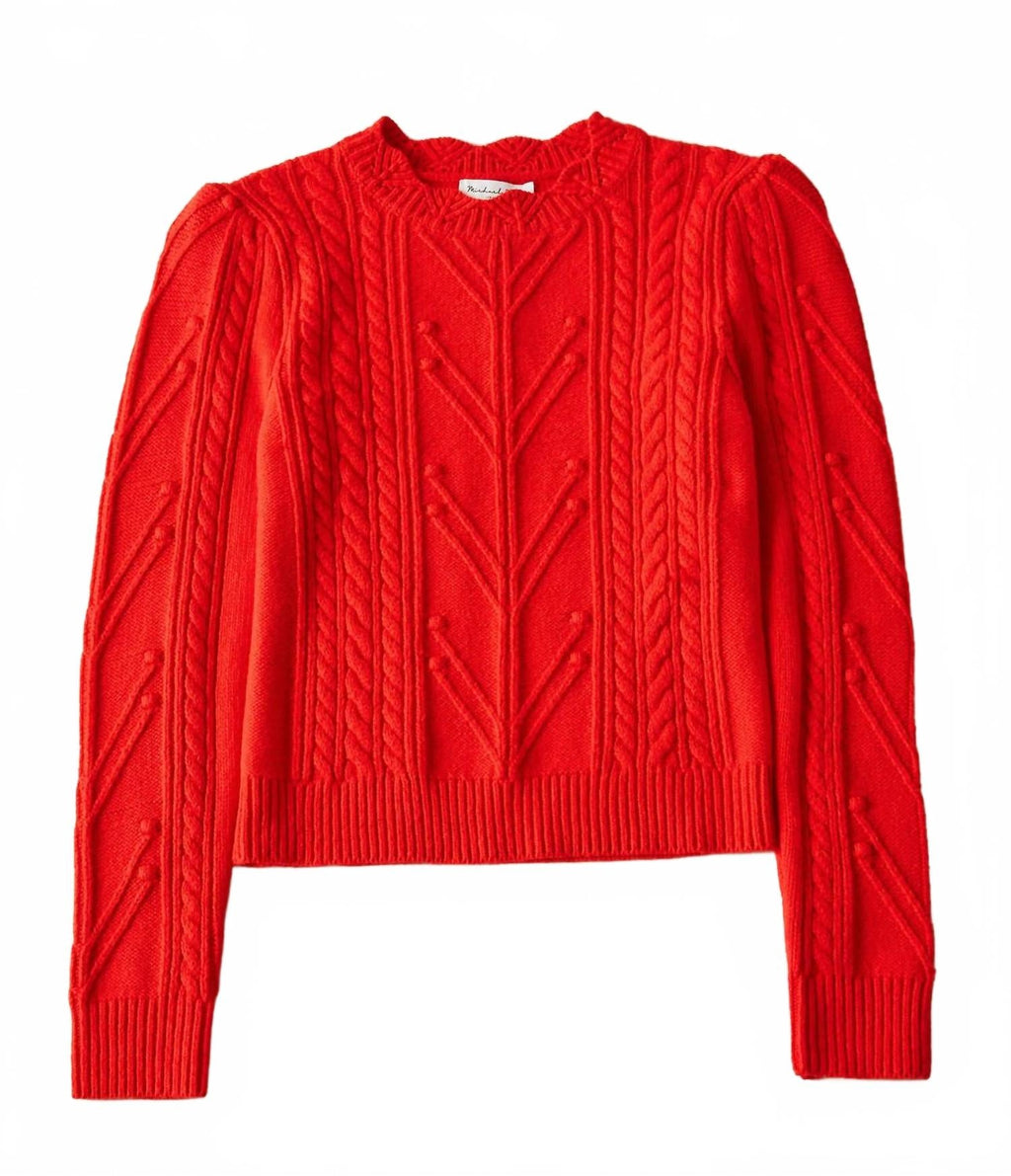 Pia Cable Knit Sweater In Cherry