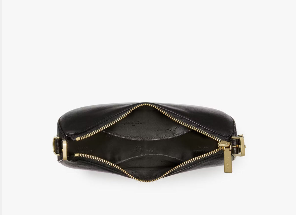 NWT Kate Spade Leather Nova Crescent Shoulder Bag In Black