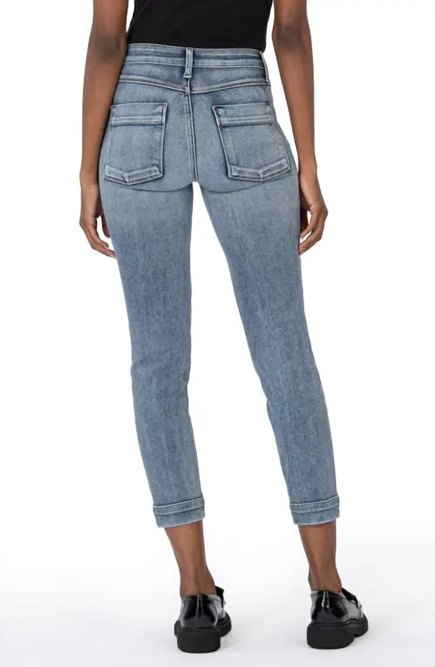 Reese High Waist Crop Skinny Jeans In Electric