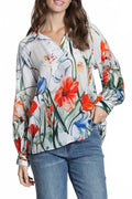 Half-Placket Pullover Blouse In Whispers In Bloom