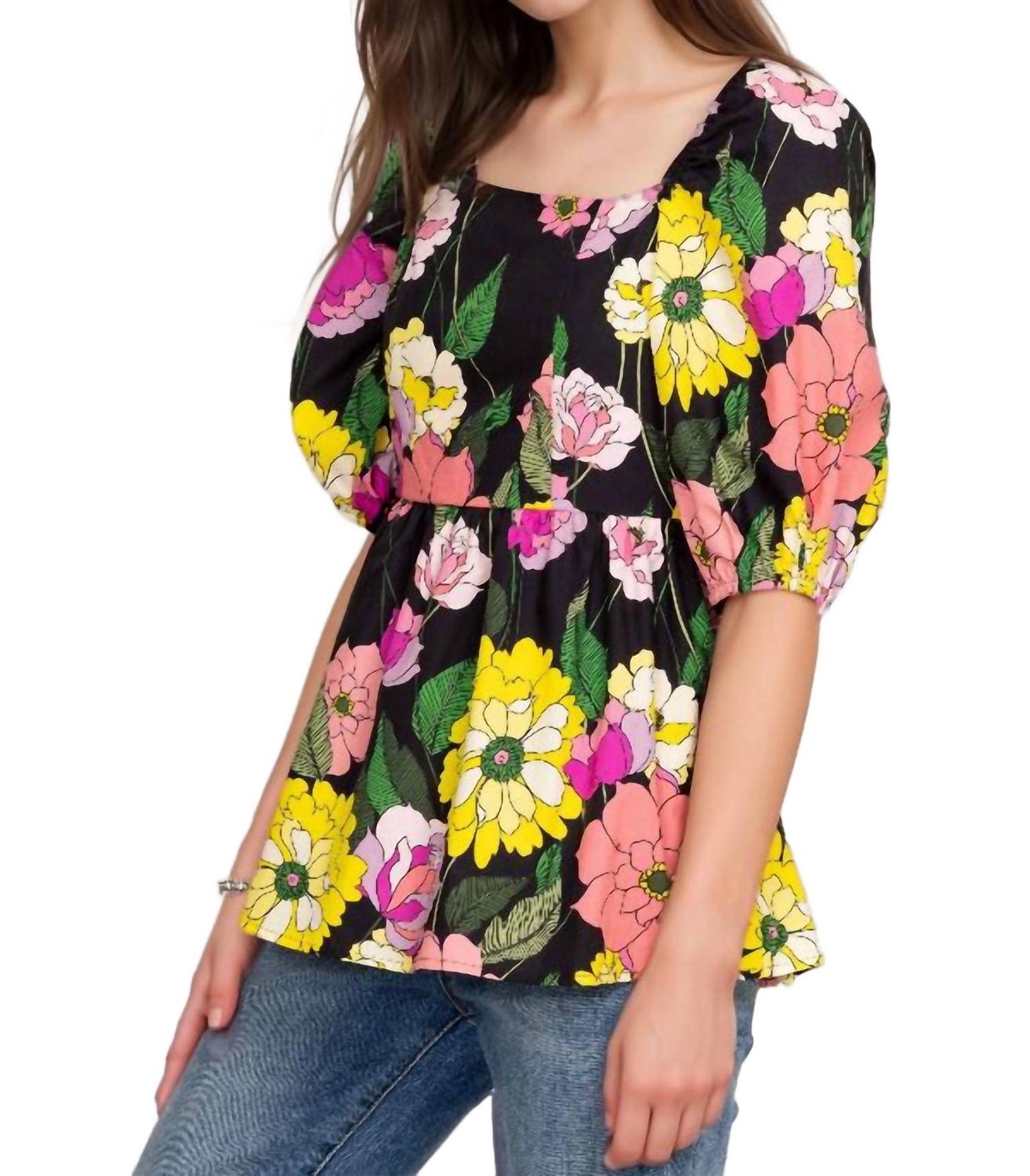 Marisol Blouse In Multi (Yellow, Pink, Green Tones)