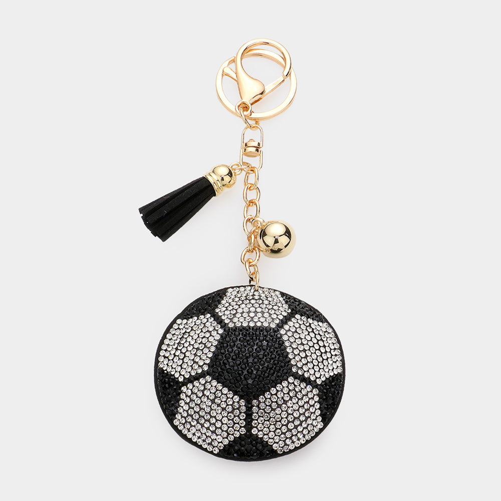 Bling Soccer Tassel Keychain