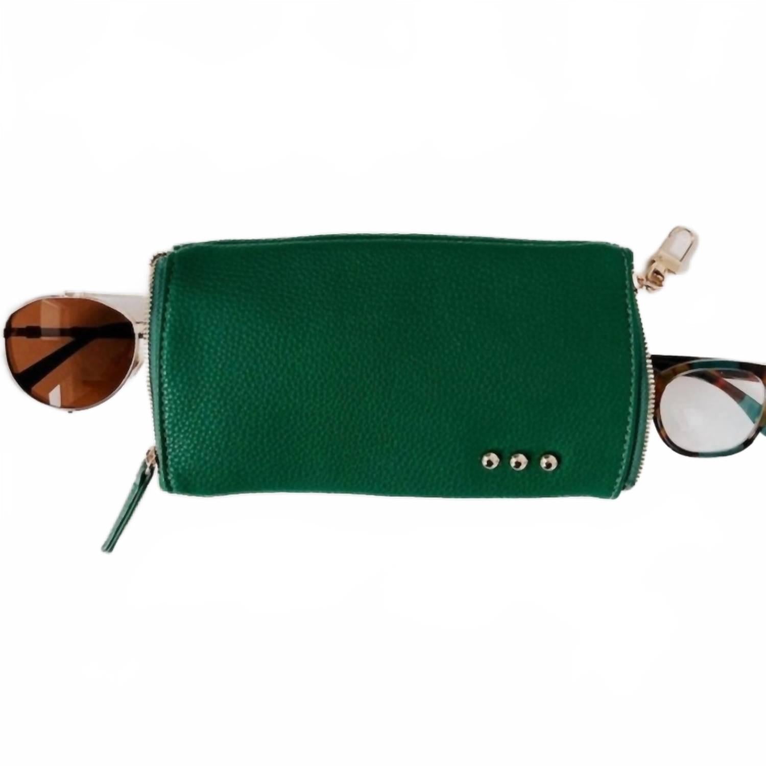 Women's Skyla 2-In-1 Glasses Case Holder In Emerald Green Vegan Leather
