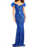 Sequin Off The Shoulder Dress In Royal