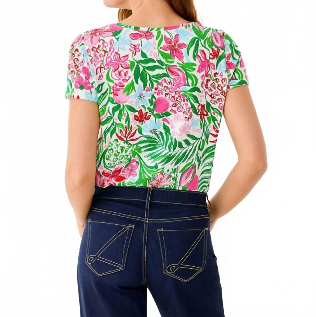 Etta Scoop Neck Top In Multi Glowing Gardens