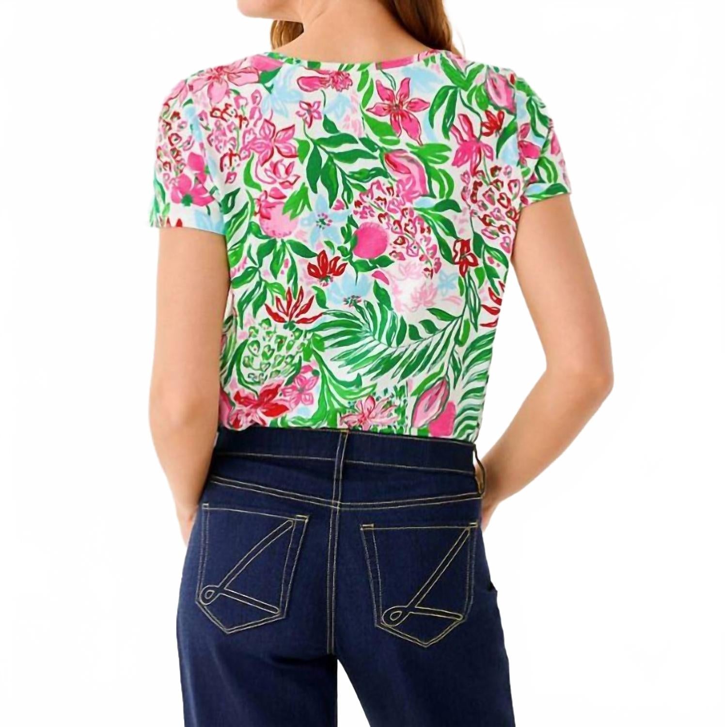 Etta Scoop Neck Top In Multi Glowing Gardens