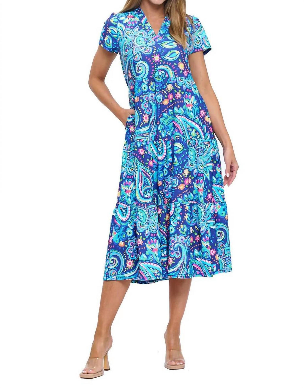 Gail Tiered Maxi Dress In Blue
