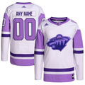 Men's Minnesota Wild White/Purple Hockey Fights Cancer Primegreen Authentic Custom jersey