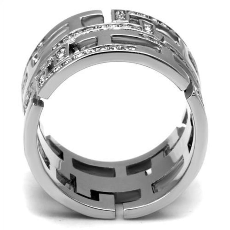 High polished (no plating) Stainless Steel Ring with Top Grade Crystal in Clear