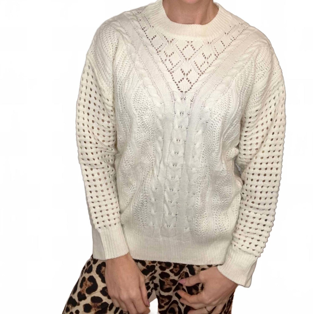 Jasmine Open Knit Sweater In Ivory