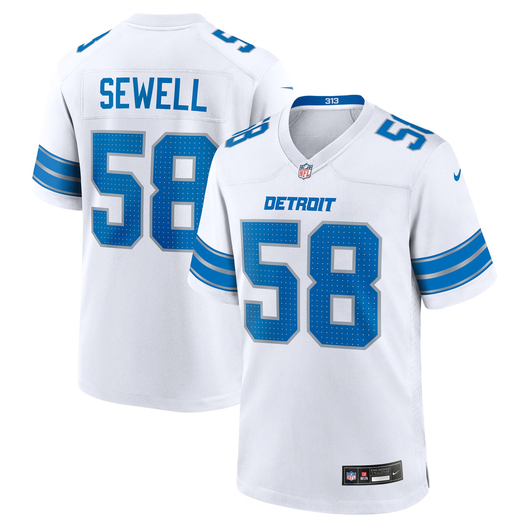 Detroit Lions Penei Sewell White Game Jersey