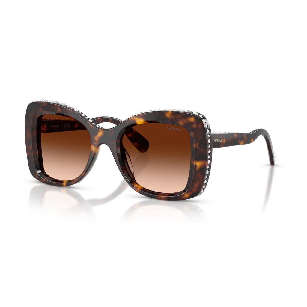 0Sk6062U Oversized Square Tortoiseshell Sunglasses with Crystal Accents