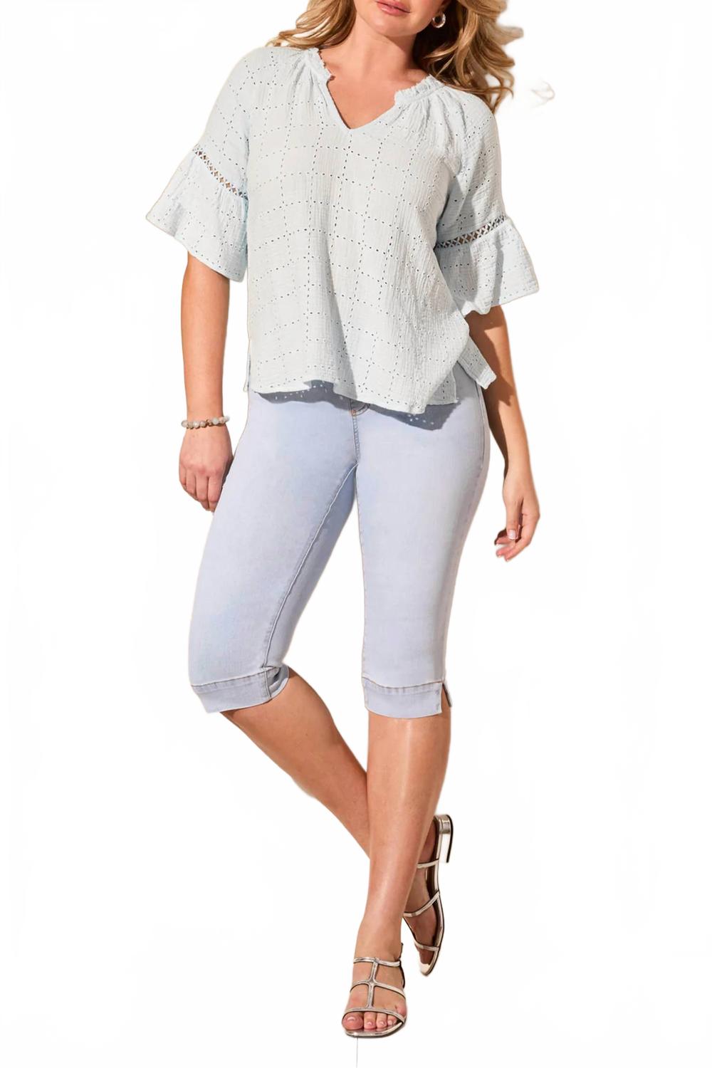 Gauze Eyelet Top In Water