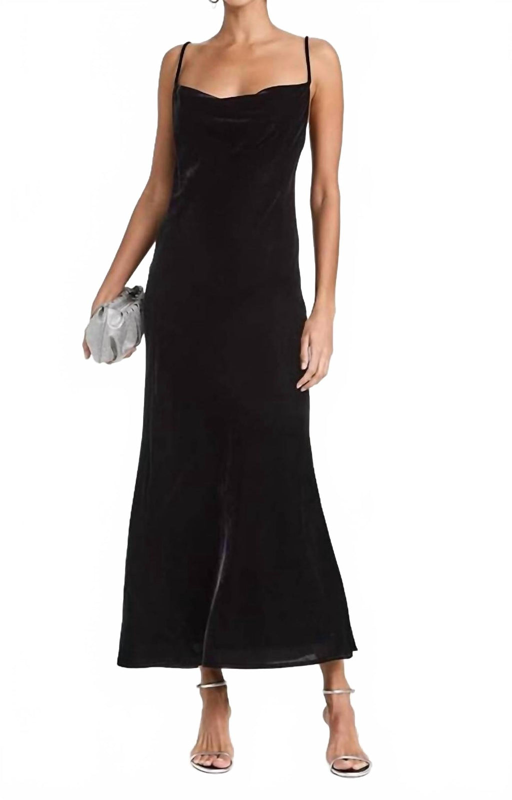 Jemima Velvet Midi Dress In Black