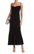 Jemima Velvet Midi Dress In Black