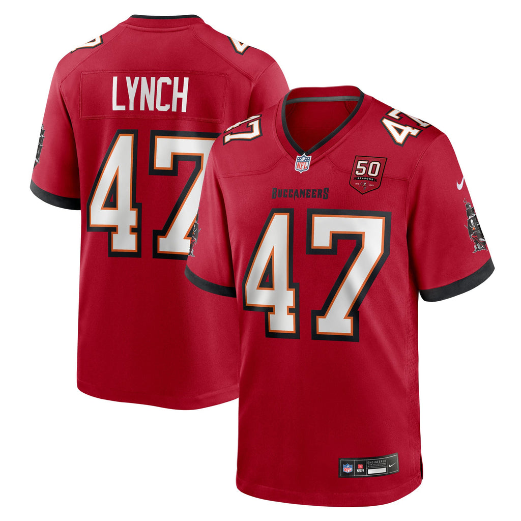 Tampa Bay Buccaneers John Lynch Red 50th Anniversary Team Game Jersey