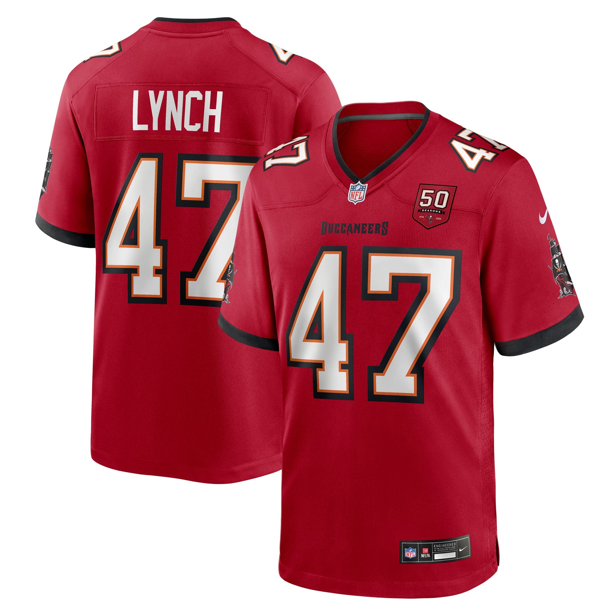 Tampa Bay Buccaneers John Lynch Red 50th Anniversary Team Game Jersey