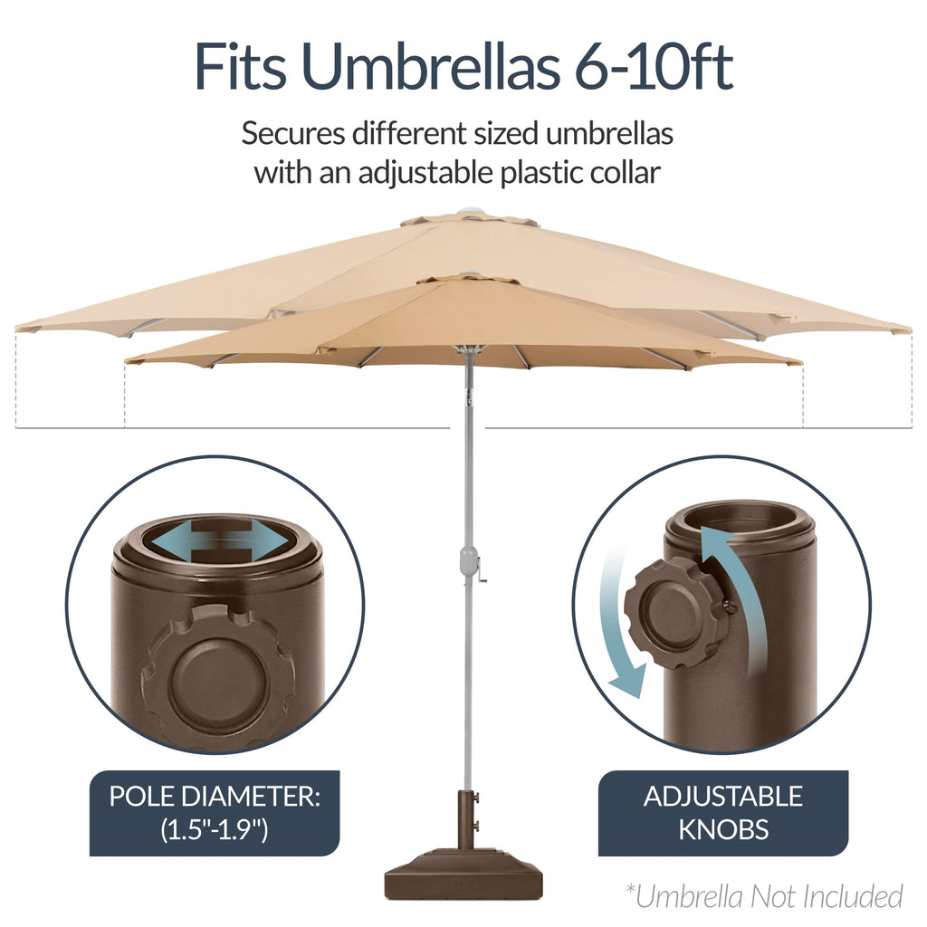 Best Choice Products Fillable Plastic Patio Umbrella Base Stand, Pole Holder w/ Adjustment Knob, Pyramid Design - Brown