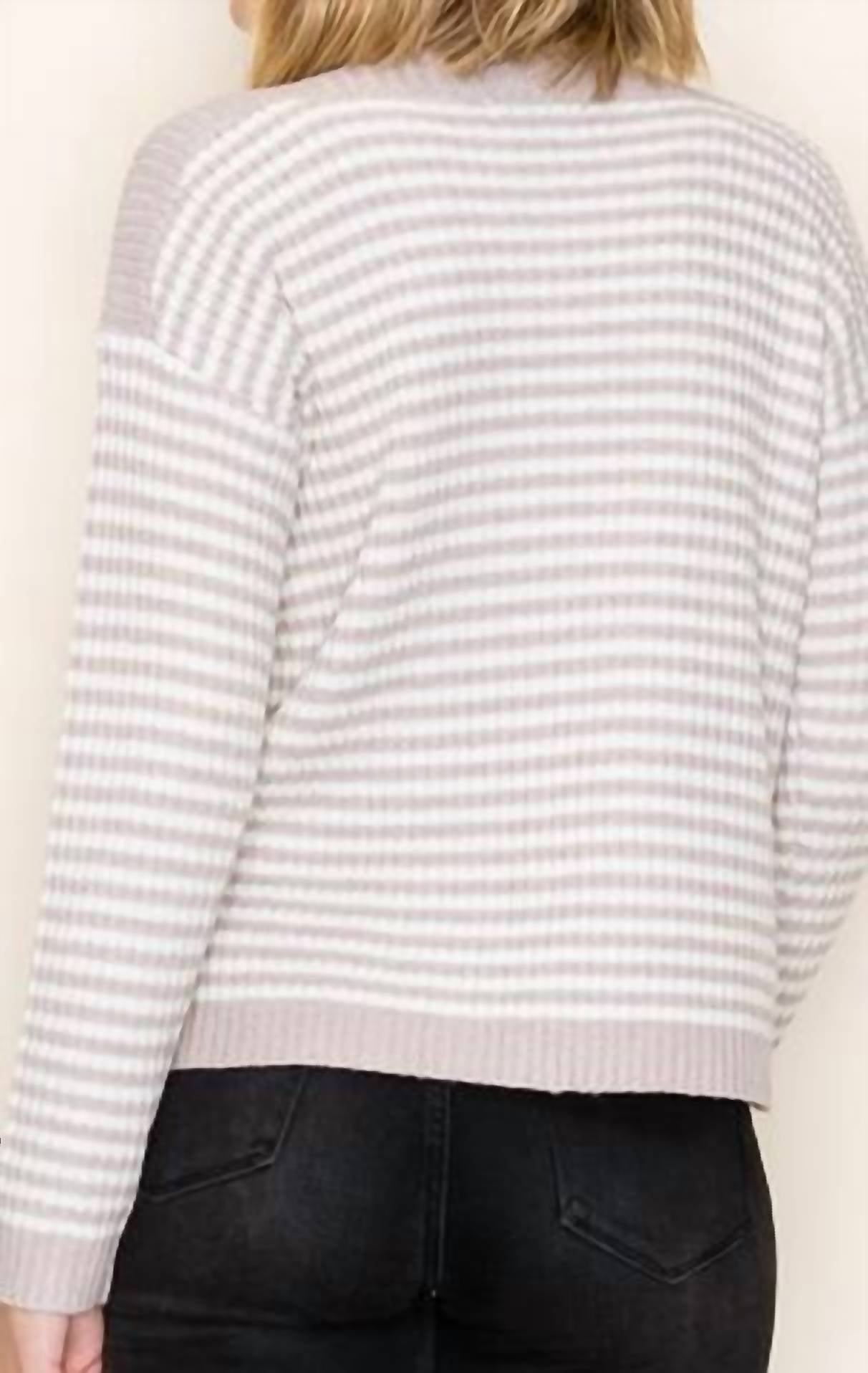 Dallas Striped Boat Neck Pullover Sweater In Oatmeal