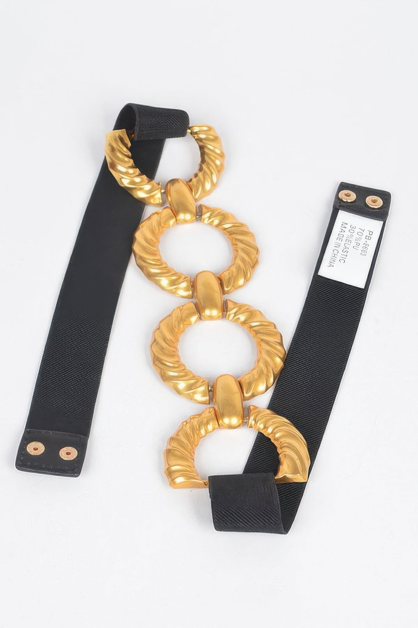Slim Elastic Waist Belt with Multi Metal Hardware