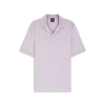 Johnny-collar polo shirt in cotton and linen
