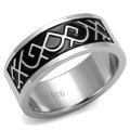 High polished (no plating) Stainless Steel Ring with Epoxy in Jet