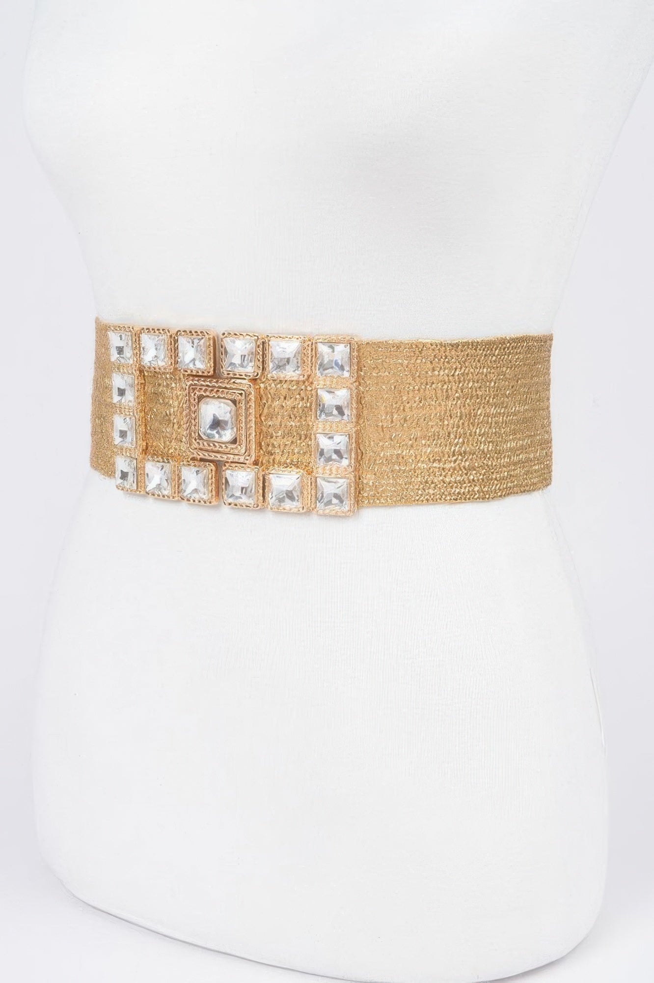 Stone Buckle Elastic Faux Straw Belt