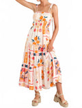 Printed Maxi Dress In Apricot