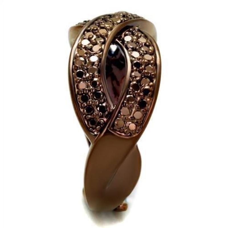 IP Coffee light Brass Ring with AAA Grade CZ in Light Coffee