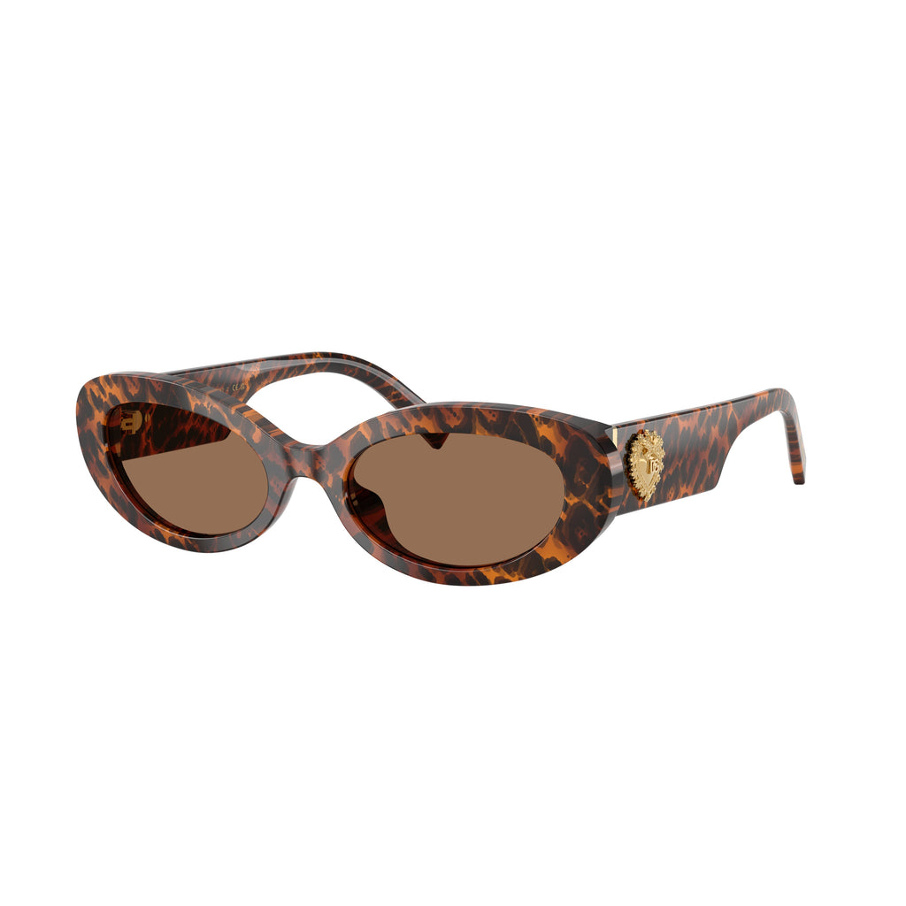 Tortoiseshell Oval Sunglasses With Gold Emblem
