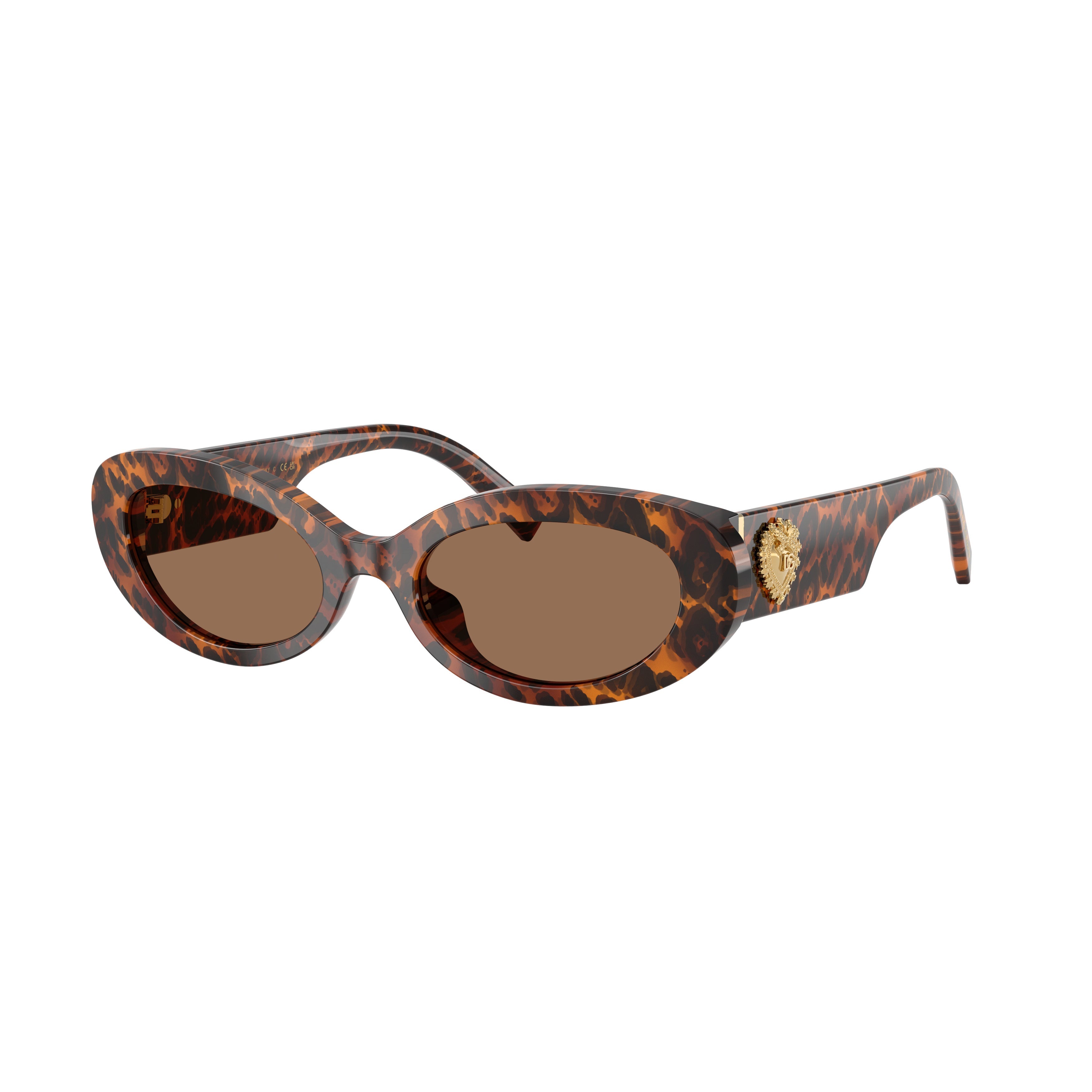 Tortoiseshell Oval Sunglasses With Gold Emblem