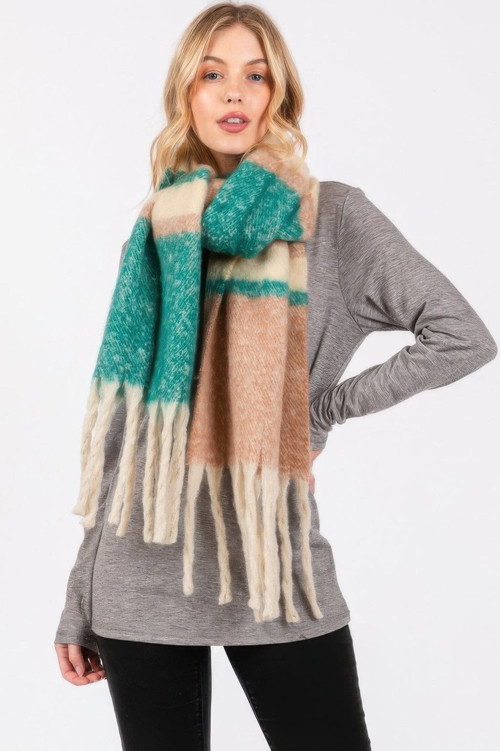 Vibrant Multi-Stripe Soft Winter Wrap Scarf