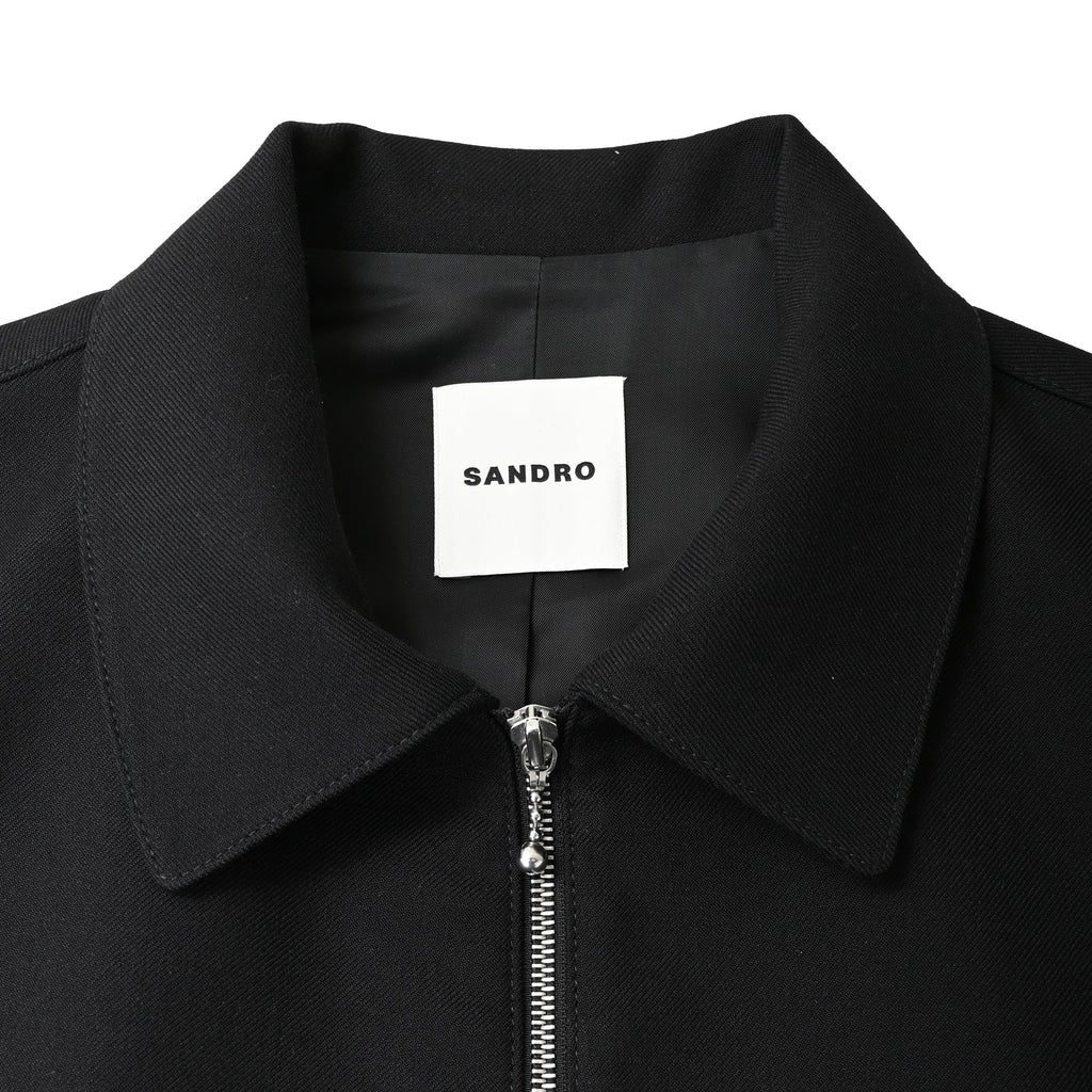 Sandro Paris Zip-Up Jacket in Black Polyester