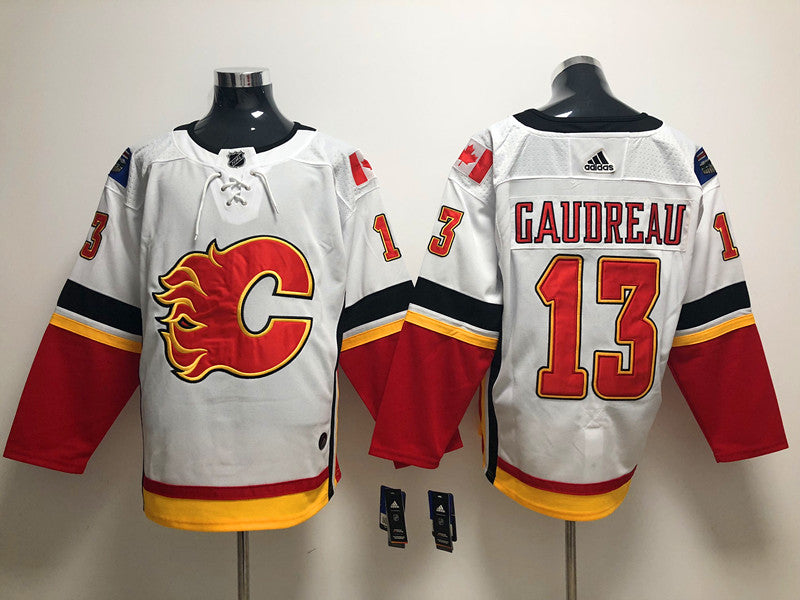 Men's Calgary Flames Johnny Gaudreau #13 White Breakaway Player jersey