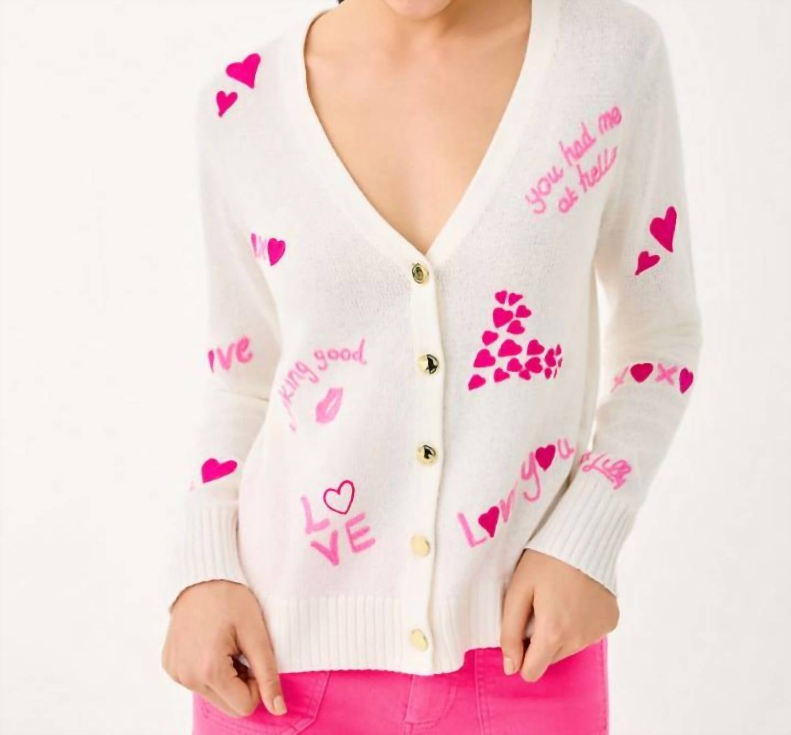 Tippery Cardigan In Coconut Valentines Day