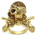 Gold White Metal Ring with Top Grade Crystal in Smoked Quartz
