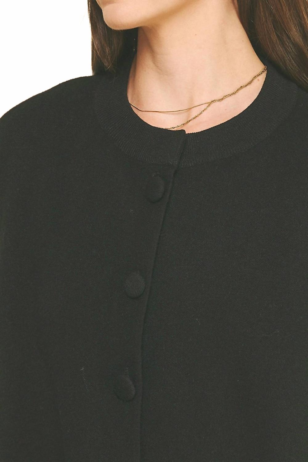 Open Front Knit Cape Cardigan In Black