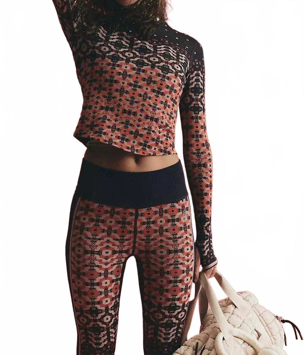Myoko Jacquard Base Layer Top In Apres Navy Combo