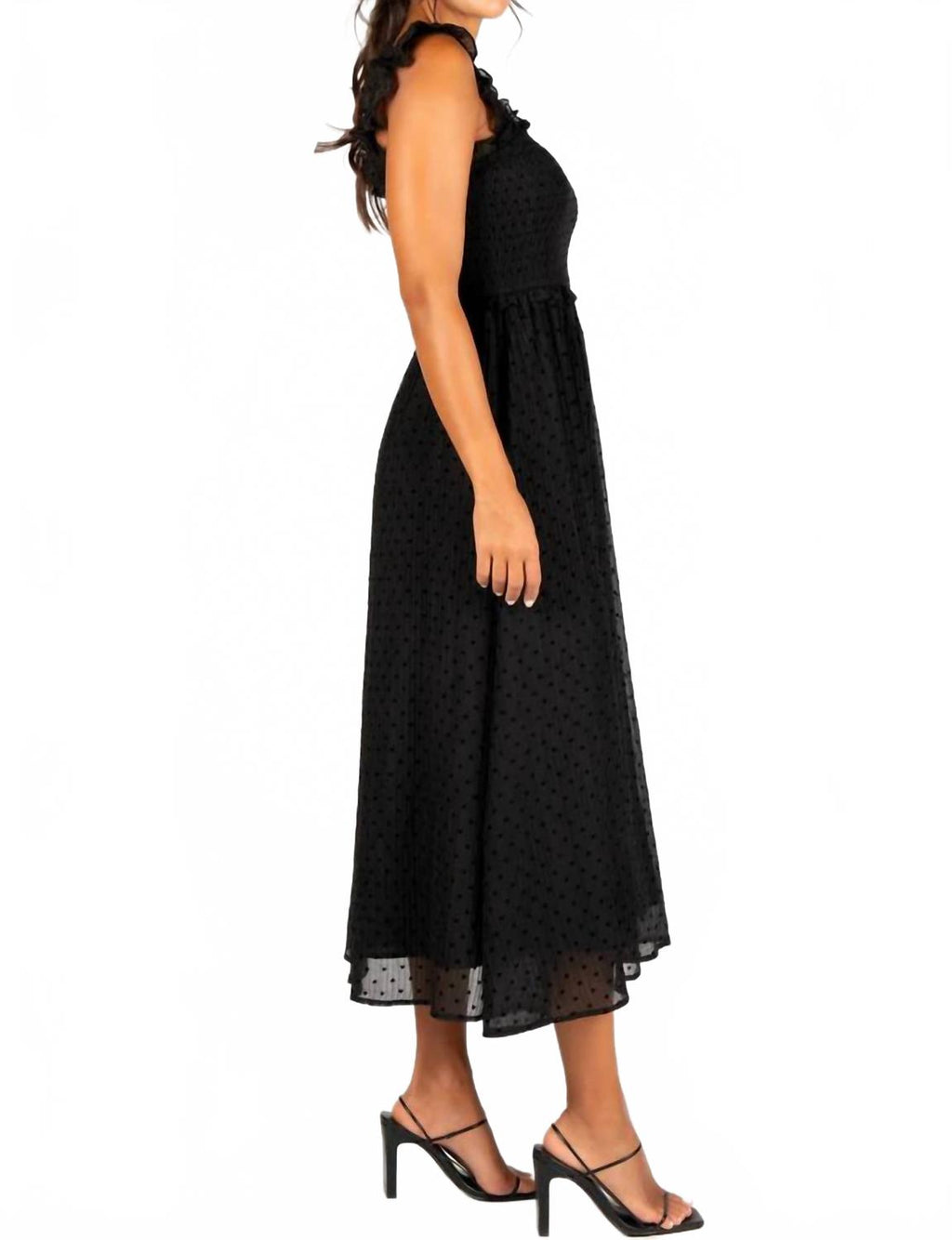 Heart Organza Midi Dress In Black