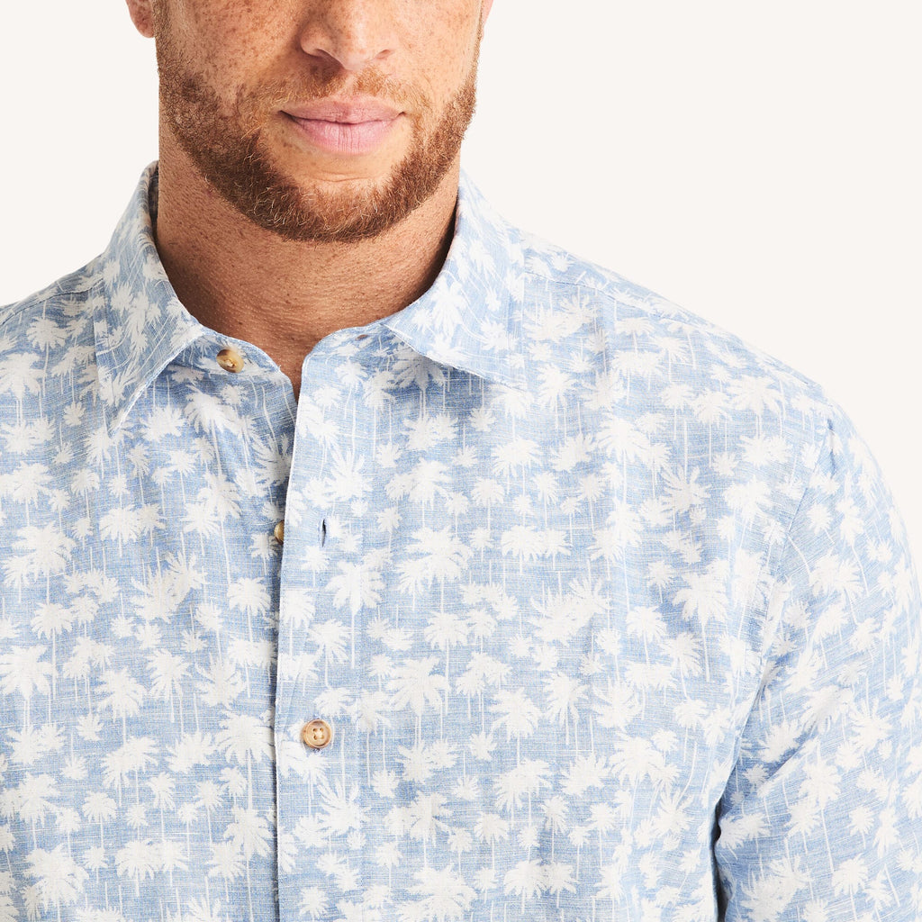 Nautica Mens Big & Tall Printed Short-Sleeve Linen Shirt