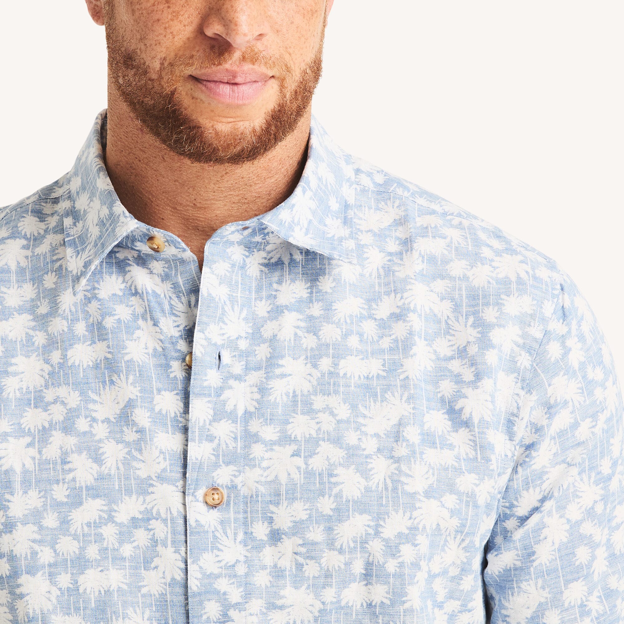 Nautica Mens Big & Tall Printed Short-Sleeve Linen Shirt