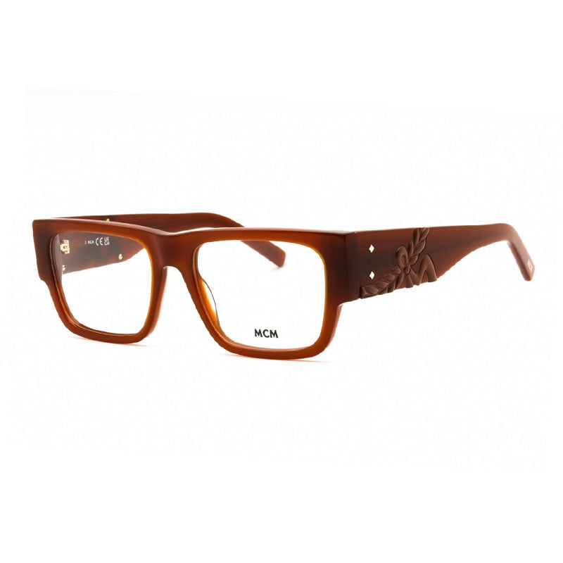 Mcm Eyeglasses Square Full Rim, Shiny Light Brown Frame And Clear Demo Lenses Lens Mw5013045