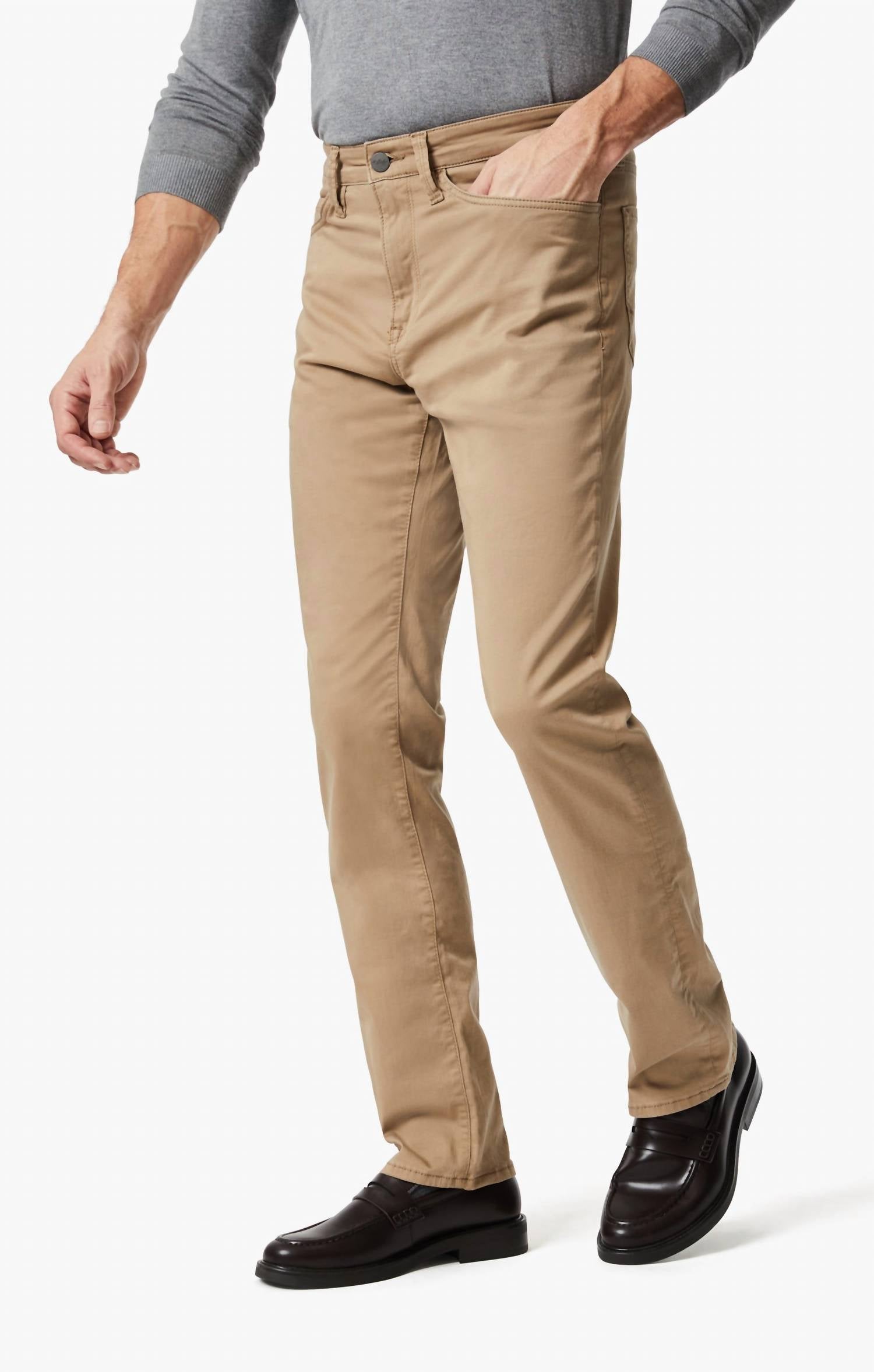 Charisma Relaxed Straight Leg Pants In Khaki Twill