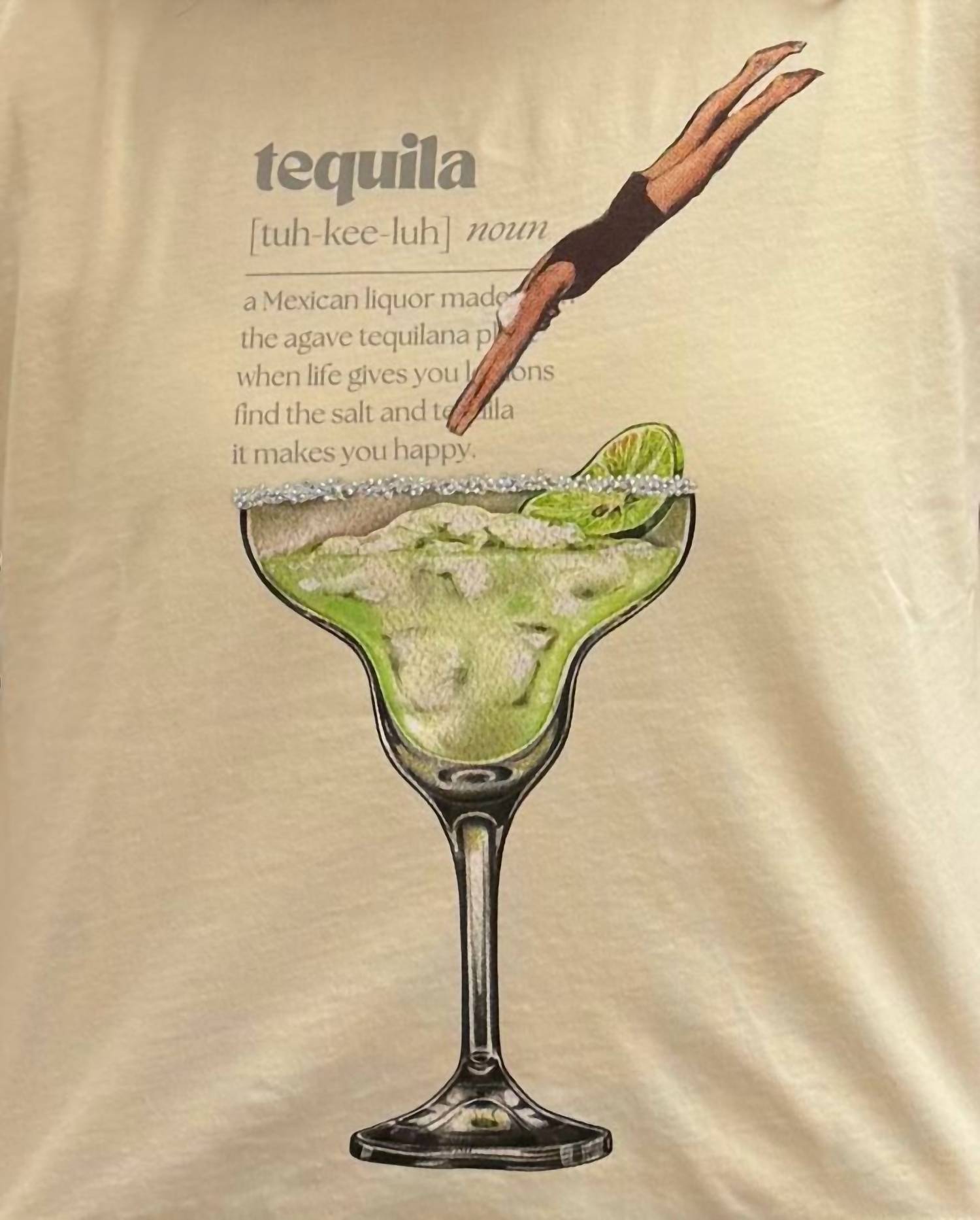 Tequila Dive Tee In Beige