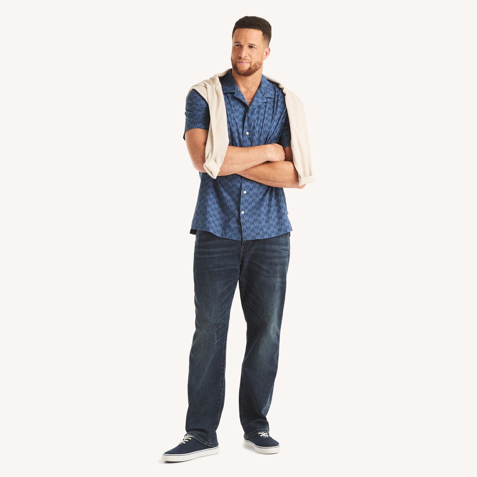 Nautica Big & Tall Printed Short-Sleeve Camp Shirt