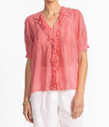 Anette Ruffle Blouse In Salmon Rose